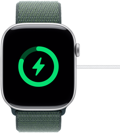 Eine fast vollstndig aufgeladene Apple Watch Series 10.