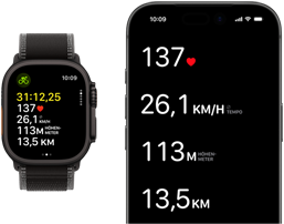 Live Trainingsdaten auf der Apple Watch Ultra 3 und dem iPhone
