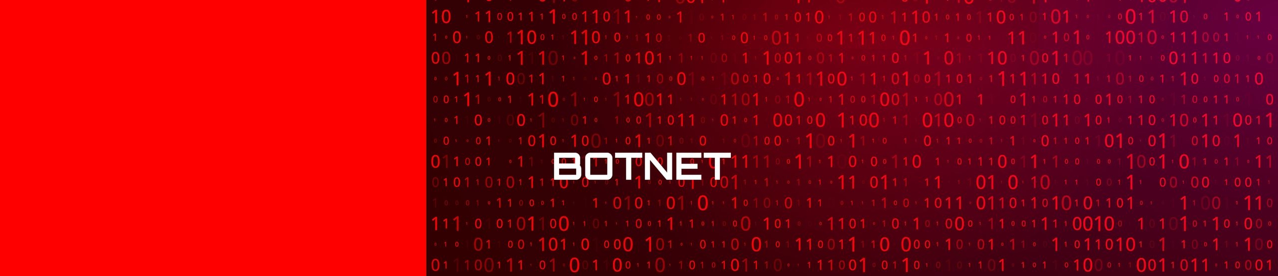 Digitale Ziffernfolgen eines Binärcodes, der sich über die gesamte Bildfläche erstreckt, wobei mittig die Bezeichnung „BOTNET“ steht.