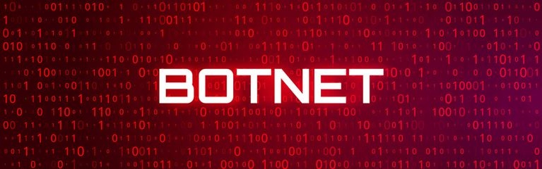 Digitale Ziffernfolgen eines Binärcodes, der sich über die gesamte Bildfläche erstreckt, wobei mittig die Bezeichnung „BOTNET“ steht.