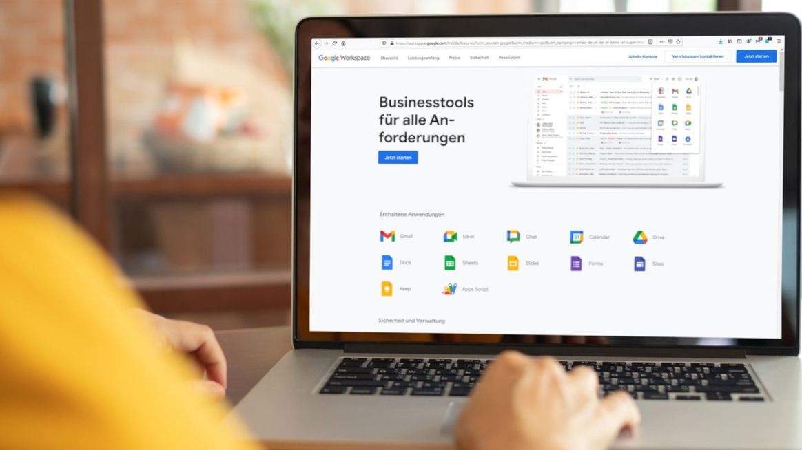 Screenshot des Google Workspace auf einem Notebook