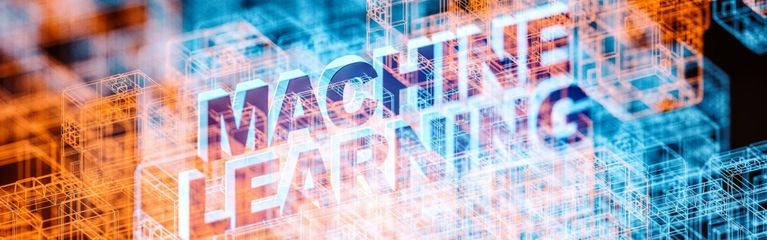 Schaubild zu Machine Learning mit digitaler Gitterstruktur