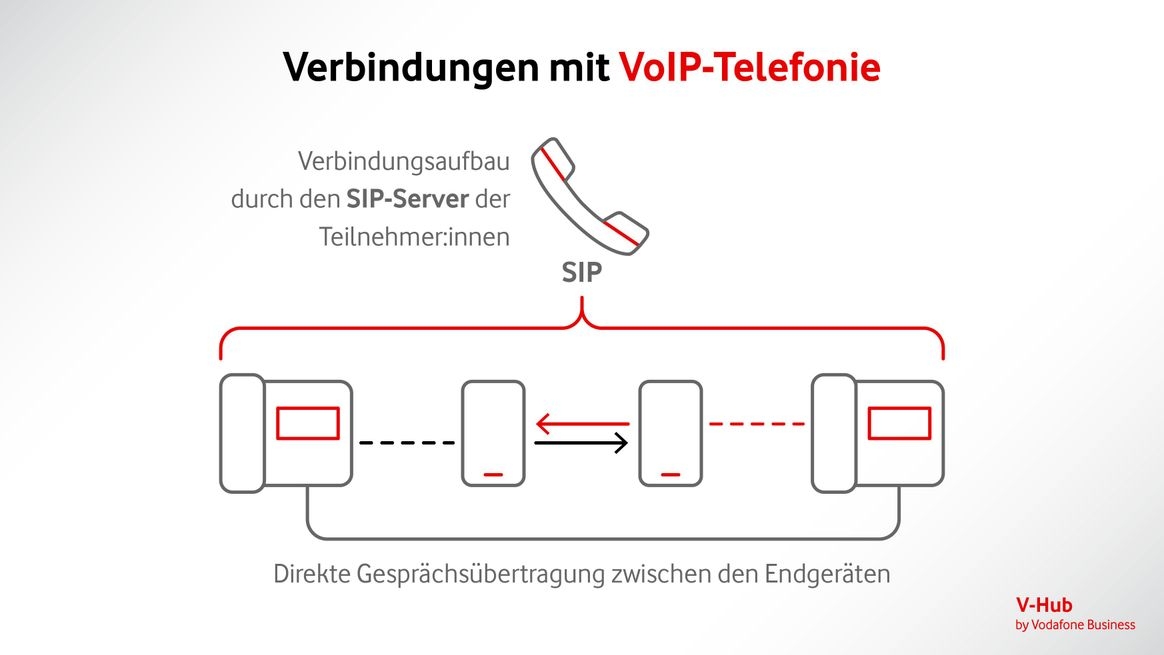 Grafische Darstellung der Verbindungen bei Voice-over-IP-Telefonie