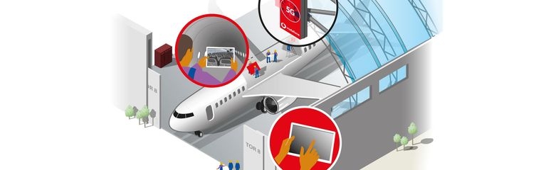 Grafik 5G-Campus-Netz bei Lufthansa Technik