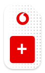 SIM-Karte mit Vodafone-Logo und einem Plus-Zeichen