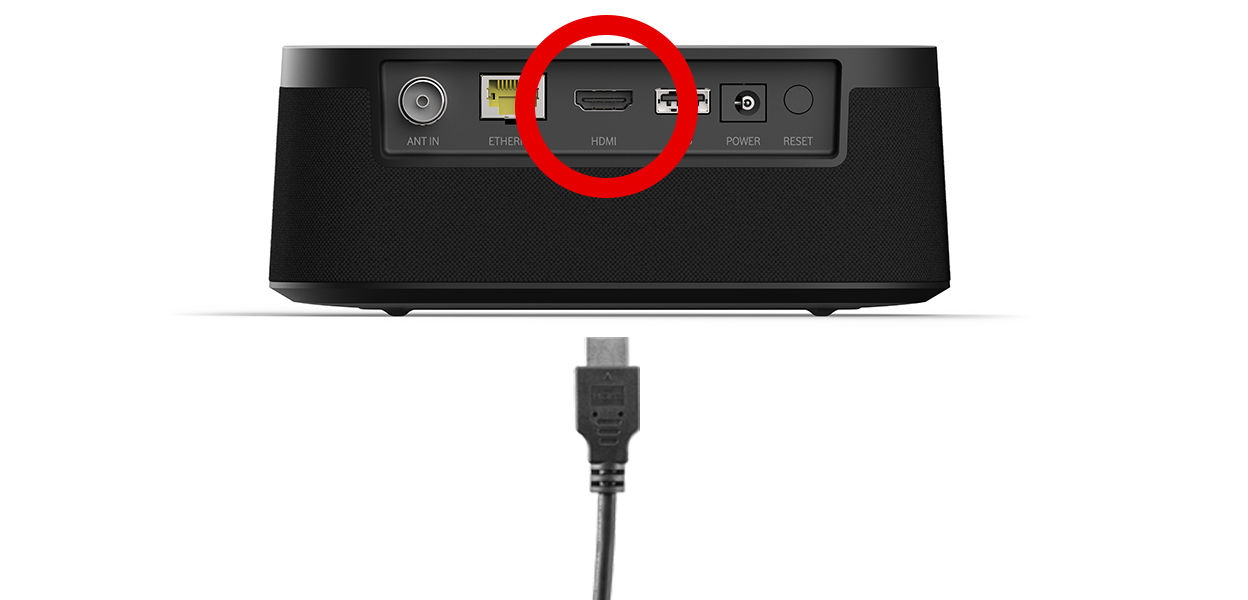 Anleitungsfoto: HDMI wird in GigaTV Home Sound gesteckt