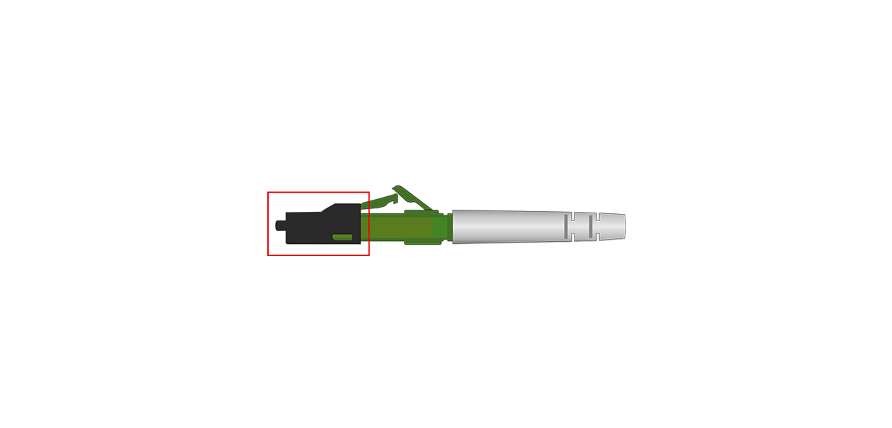 Anleitungsfoto: Schutzkappen des mitgelieferten Glasfaser-Kabels werden abgezogen