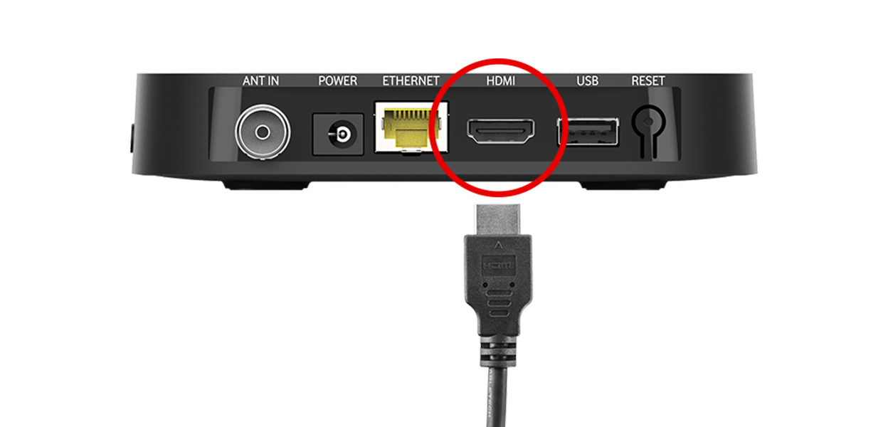 Anleitungsfoto: HDMI wird in GigaTV Home gesteckt