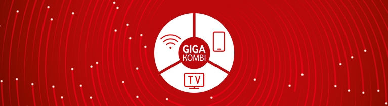 GigaKombi-Logo mit Festnetz-, Mobilfunk- und TV-Symbol