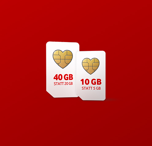 Zusatzkarte mit 10 GB statt 5 GB oder mit 40 GB statt 20 GB