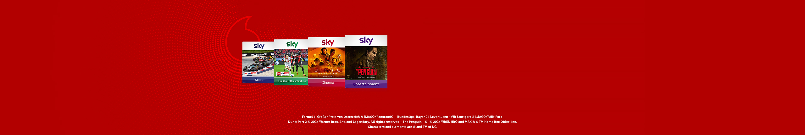 Sky Pakete bei Vodafone: Sky Cinema Paket, Sky Fußball-Bundesliga Paket, Sky Sport Paket, Sky Kids Paket